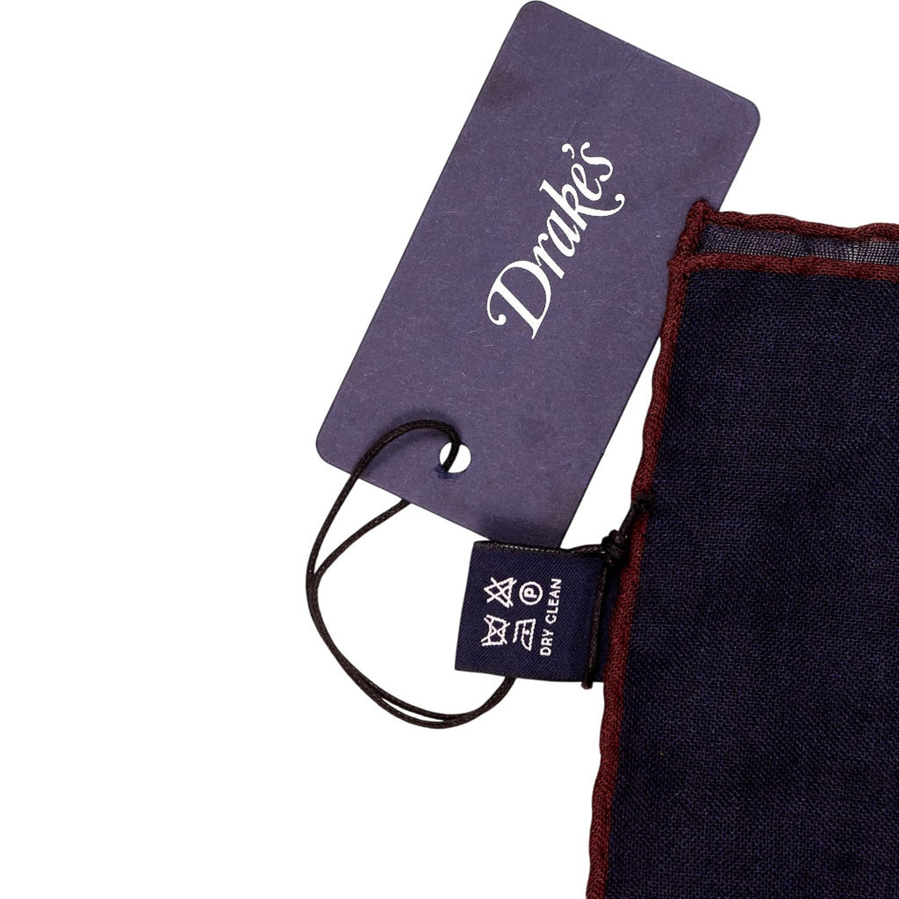 Drake's Navy Wool Silk Pocket Square