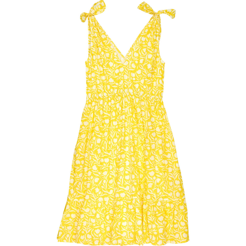 Pink City Prints Yellow Floral Cotton Dress
