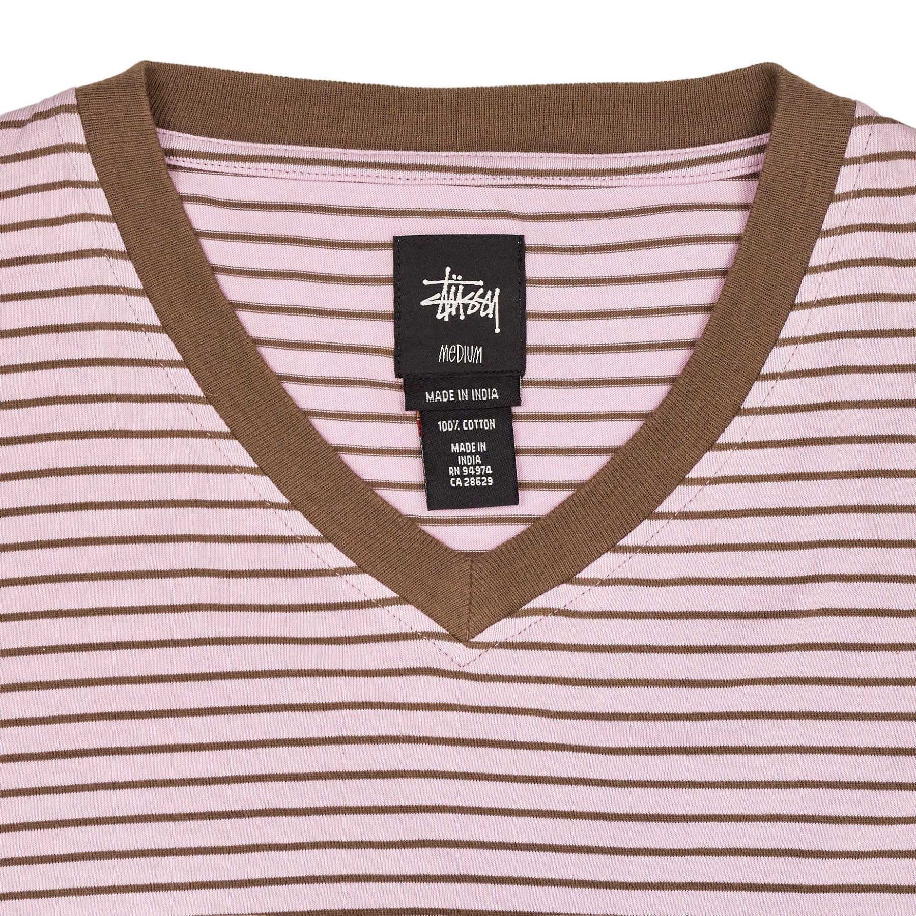 Stussy Pink Brown Striped T-Shirt