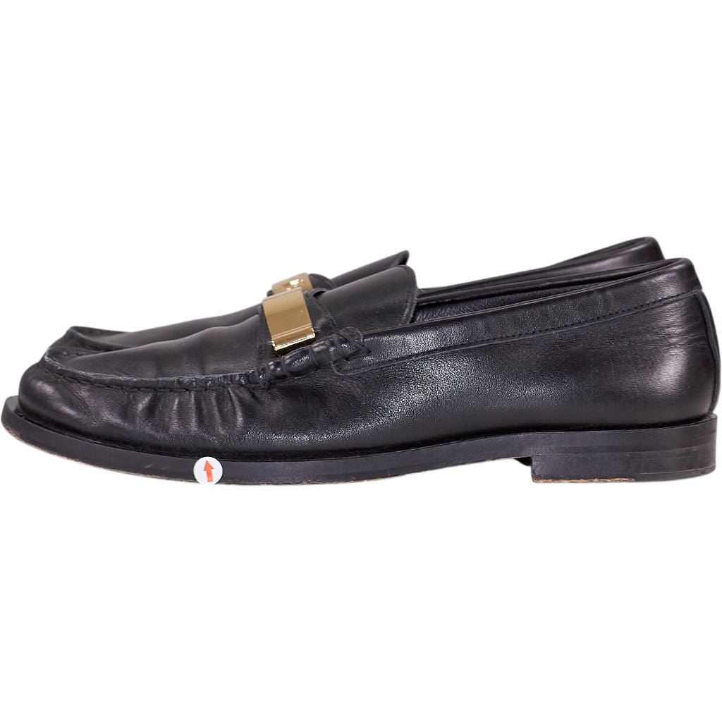 Dear Frances Black Loafers Gold Detail