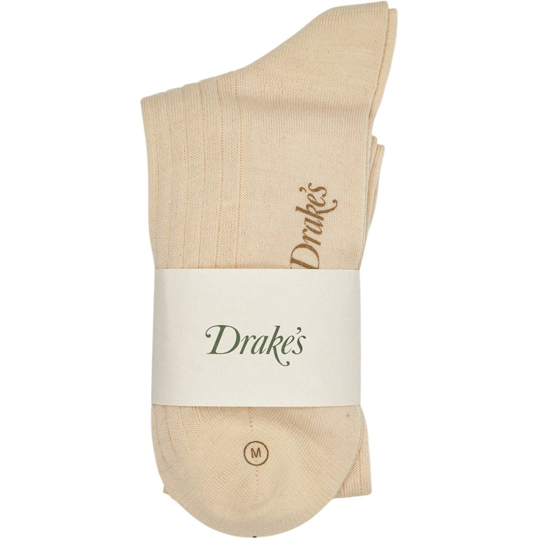 Drake's Ecru Merino Wool Over-The-Calf Socks