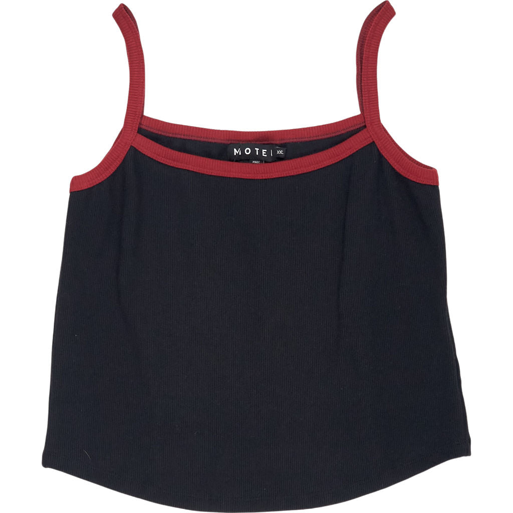 Motel Black Red ICA Rib Vest Top