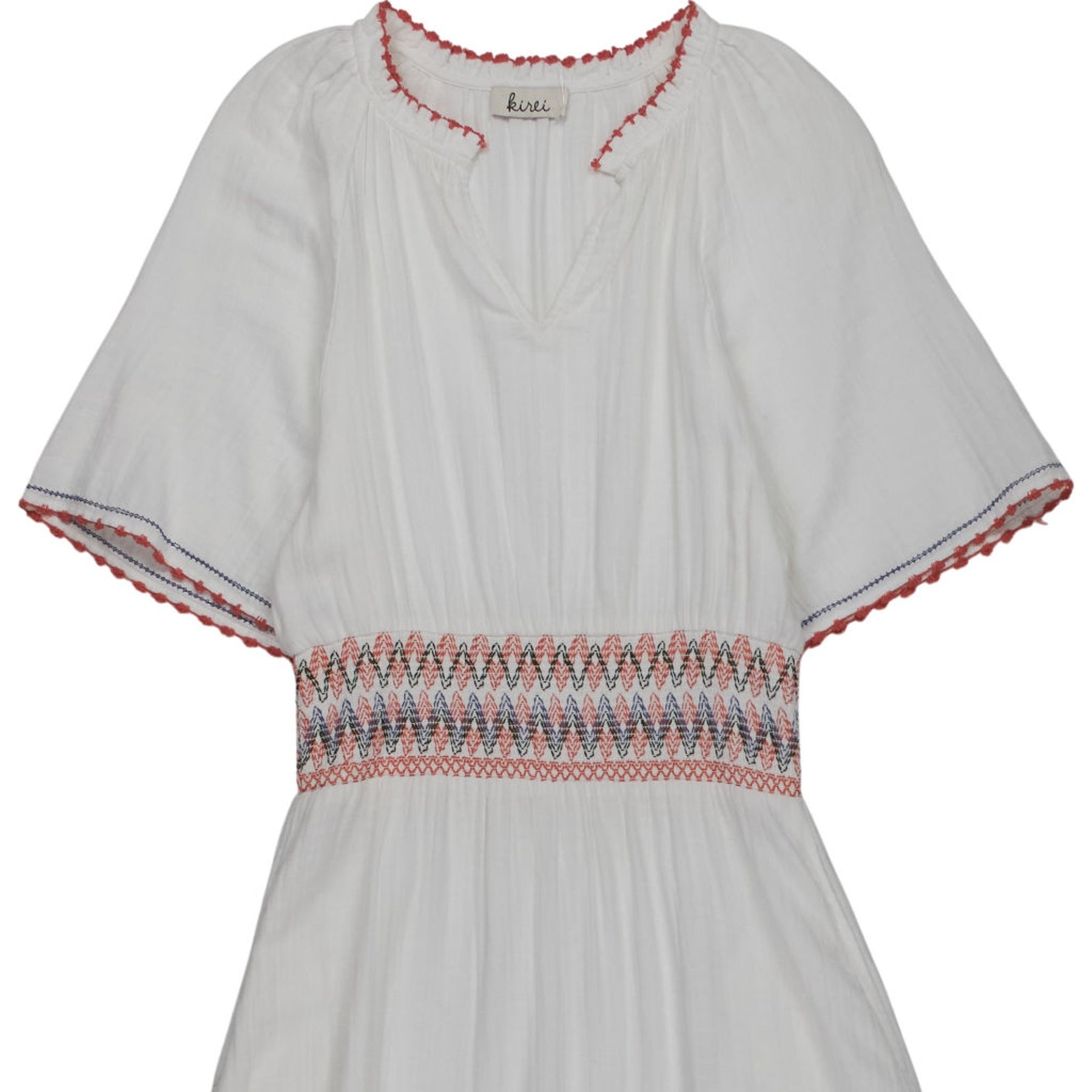 Kirei White Embroidered Midi Dress