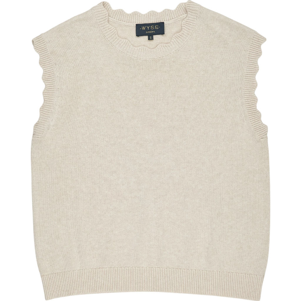 Wyse Cream Sleeveless Knit Top S