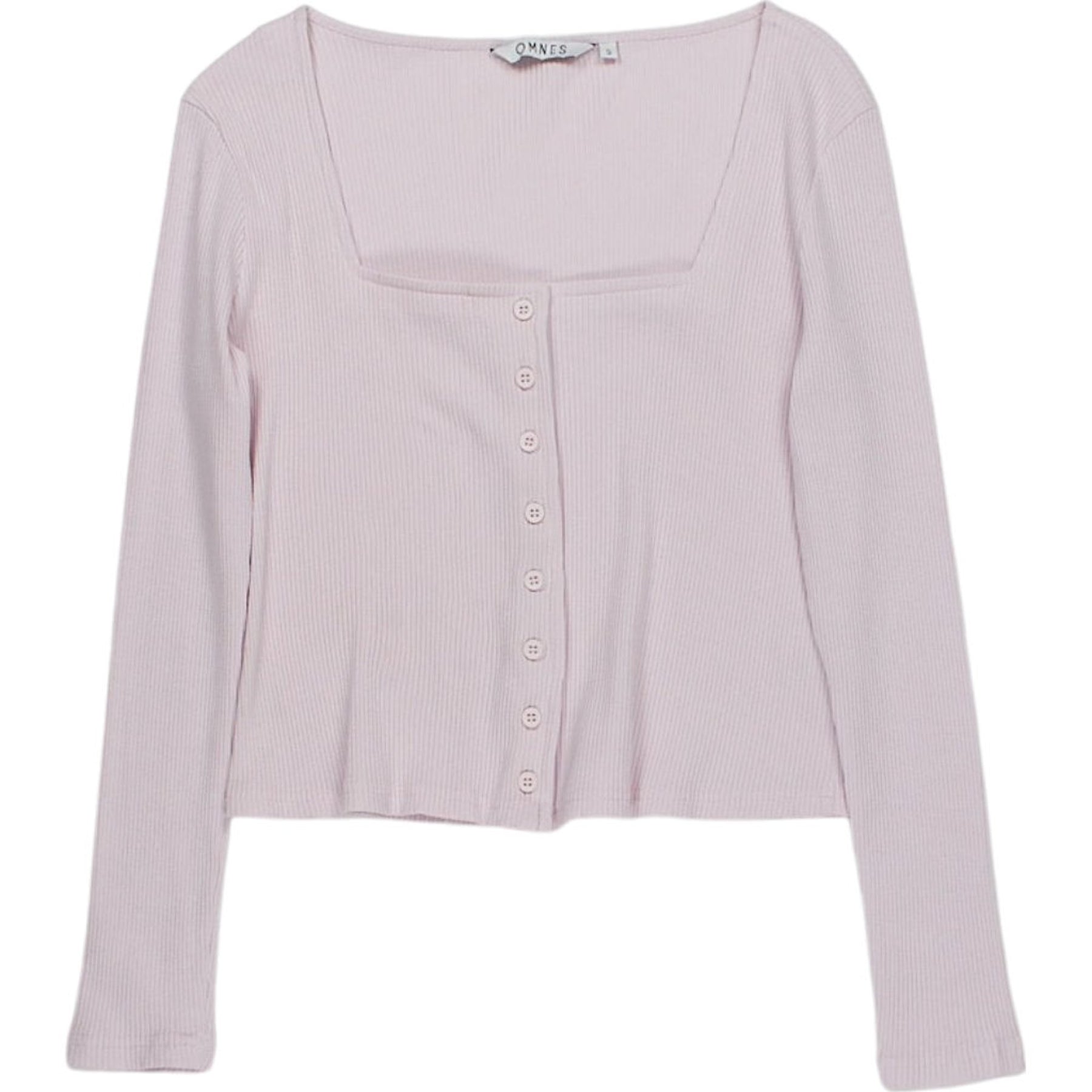 OMNES Pink Ribbed Long Sleeve Top