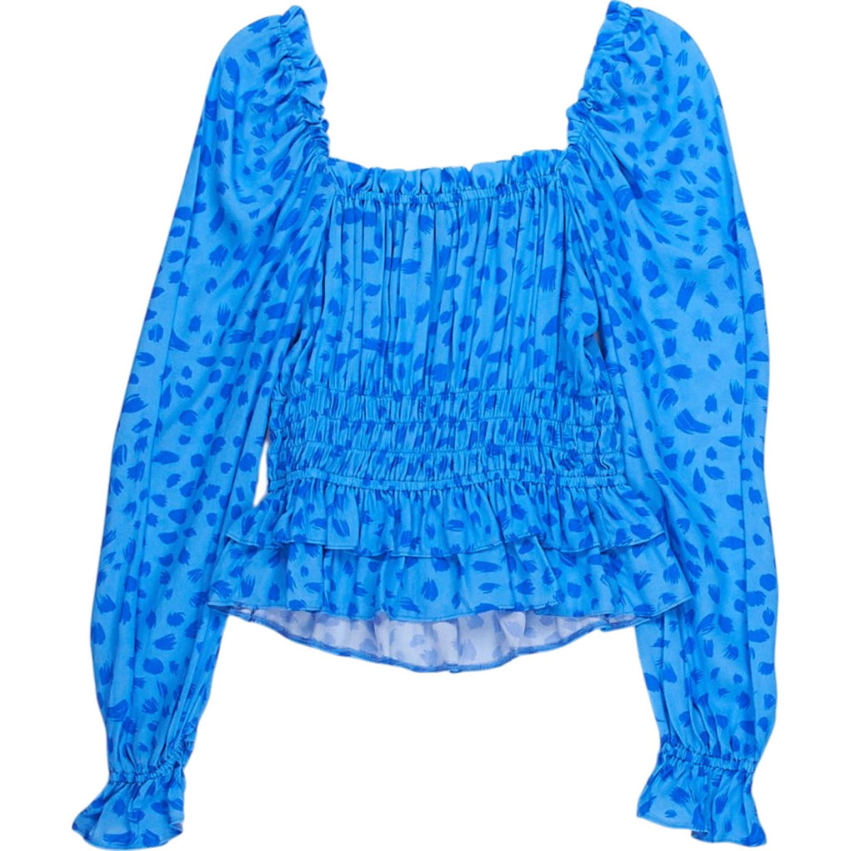 OMNES Blue Smocked Blouse