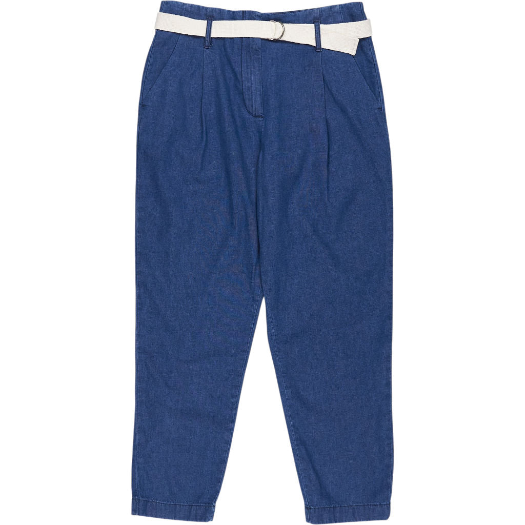 Hush Light Blue Pleat Waist Chambray Trousers