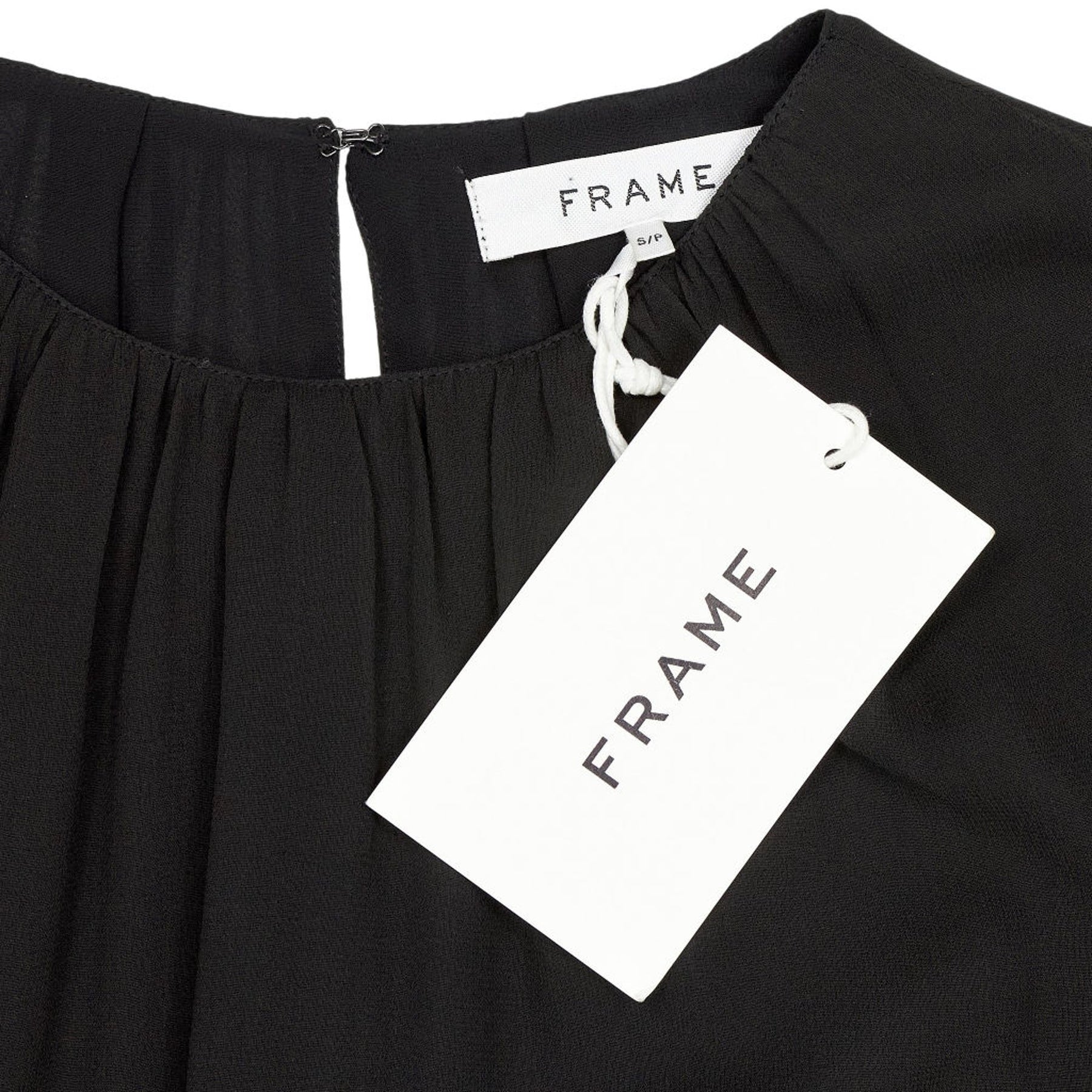 Frame Black Shirred Cuff Blouse S/P