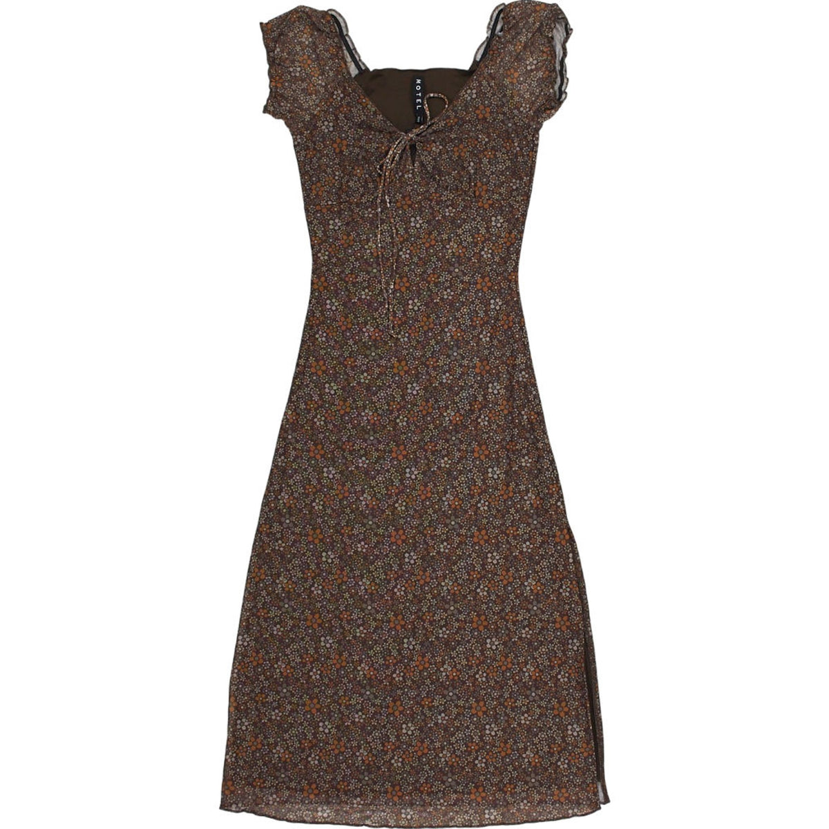 Motel Brown Flower Garden Lona Dress