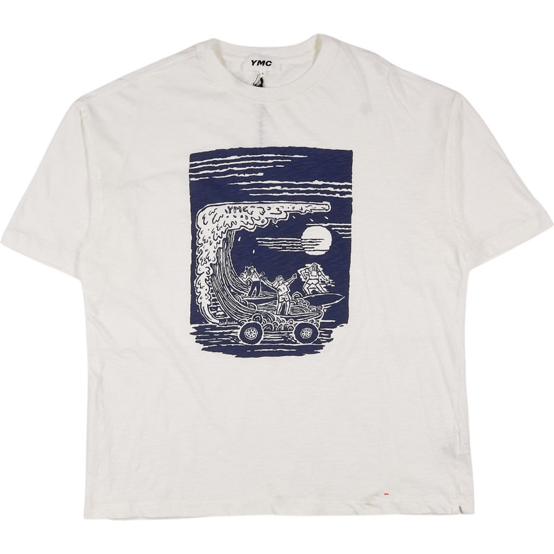 YMC White Graphic Print T-Shirt