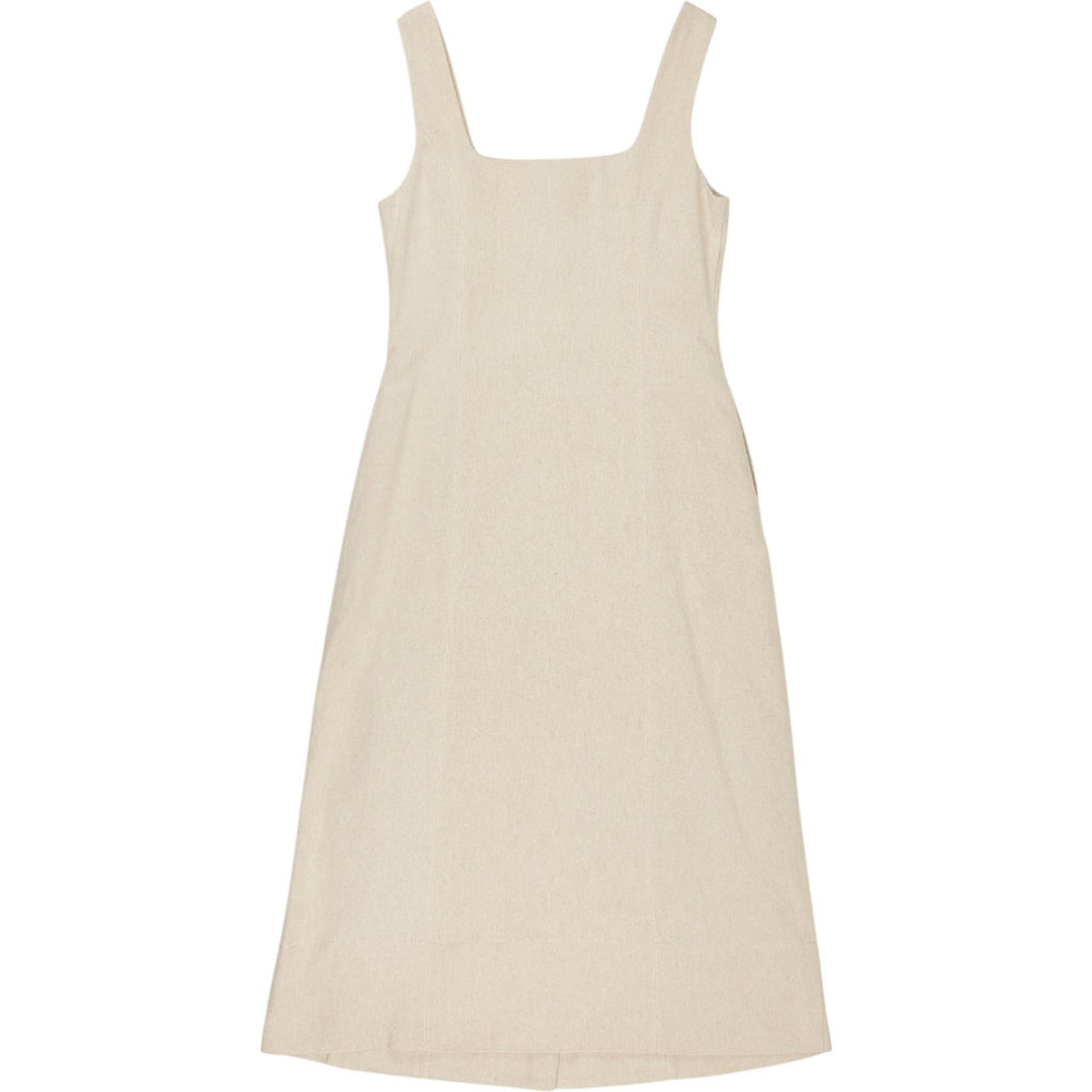Albaray Beige Square Neck Button Dress