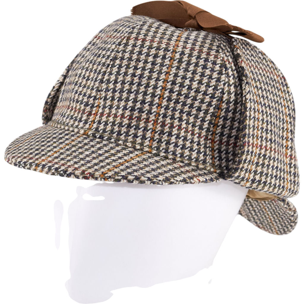 Bates Cream Houndstooth Wool Deerstalker Hat