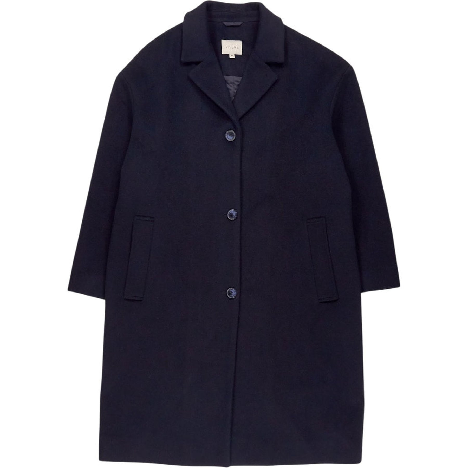 Vivere Navy Wool Blend Coat