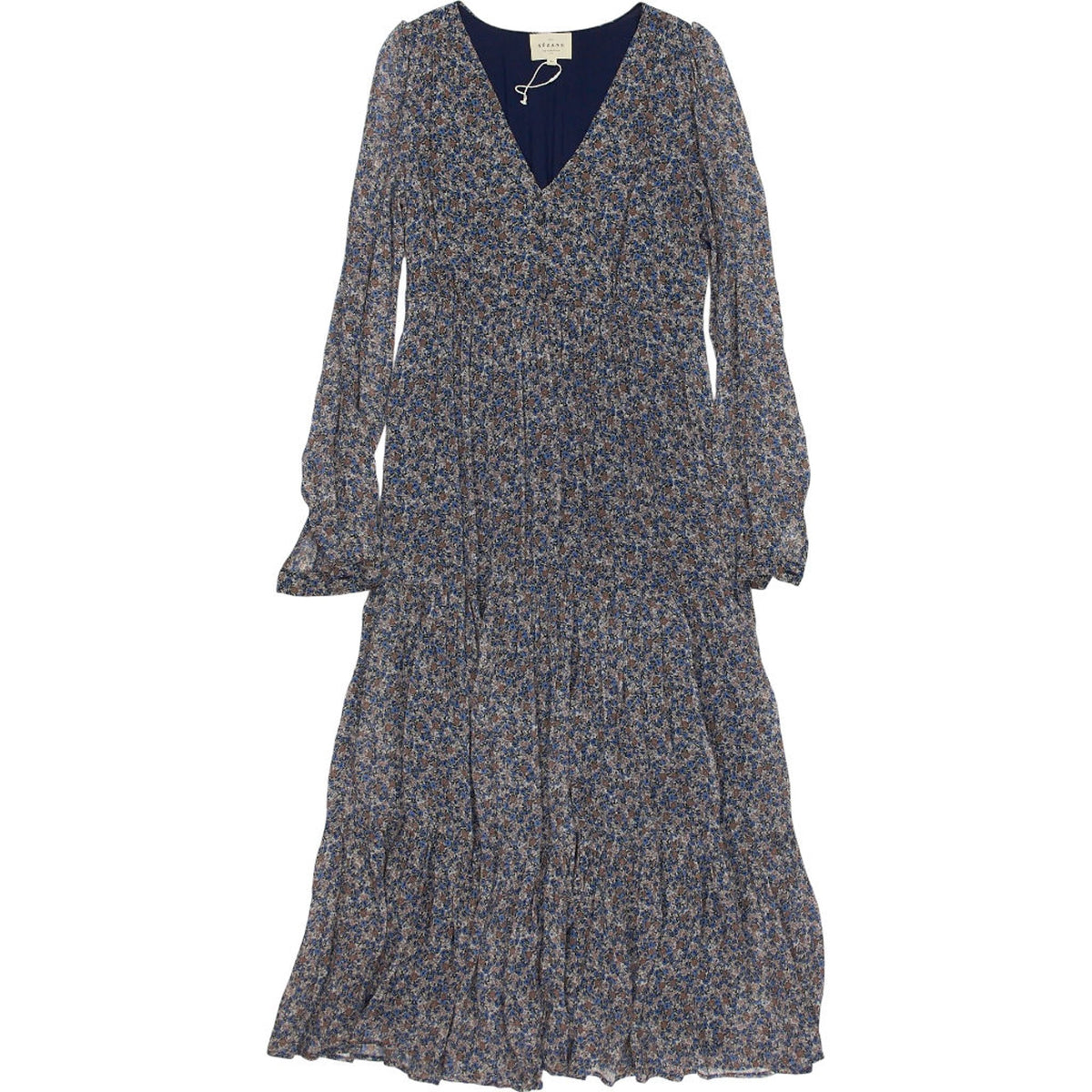 Sézane Floral Midi Dress Blue FR 34