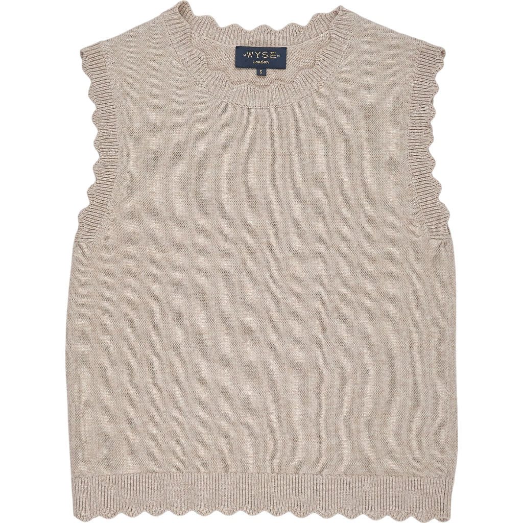 Wyse Beige Sleeveless Top S