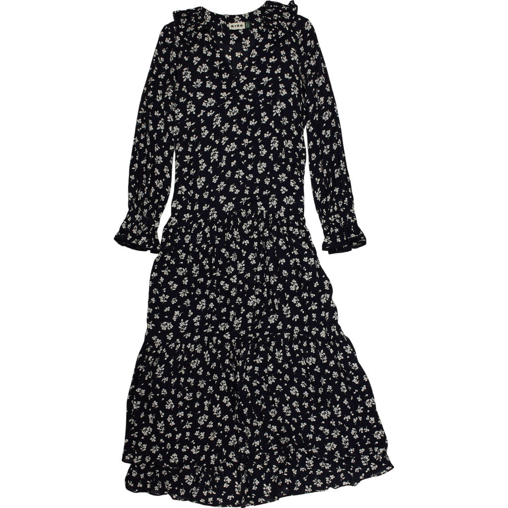 Rixo Pip Black Floral Dress Size