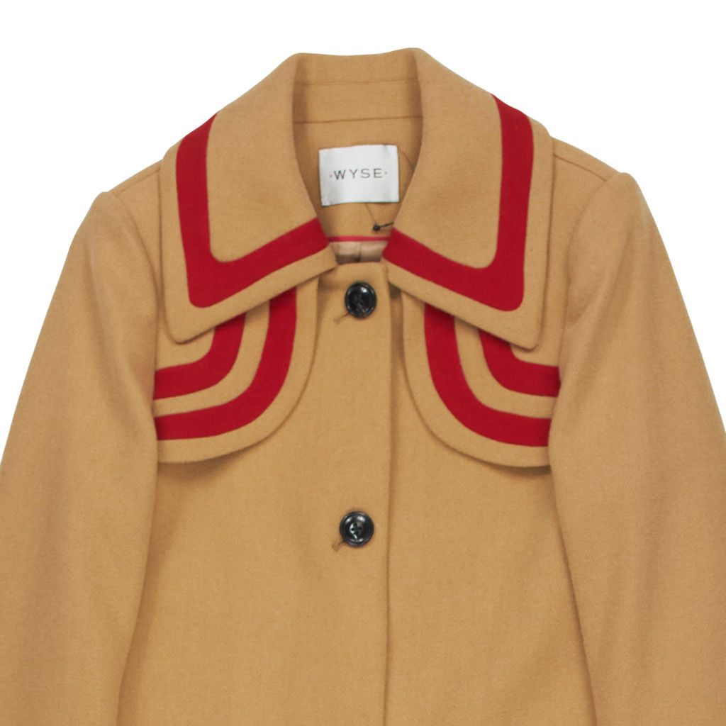 Wyse Beige Red Trim Coat UK 8
