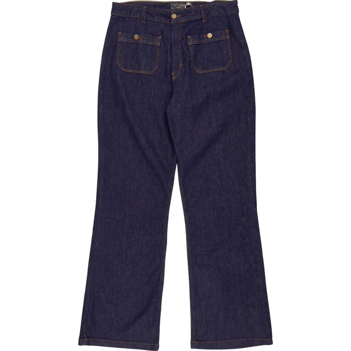 Wyse Blue Flossie Button Pocket Flare Jeans