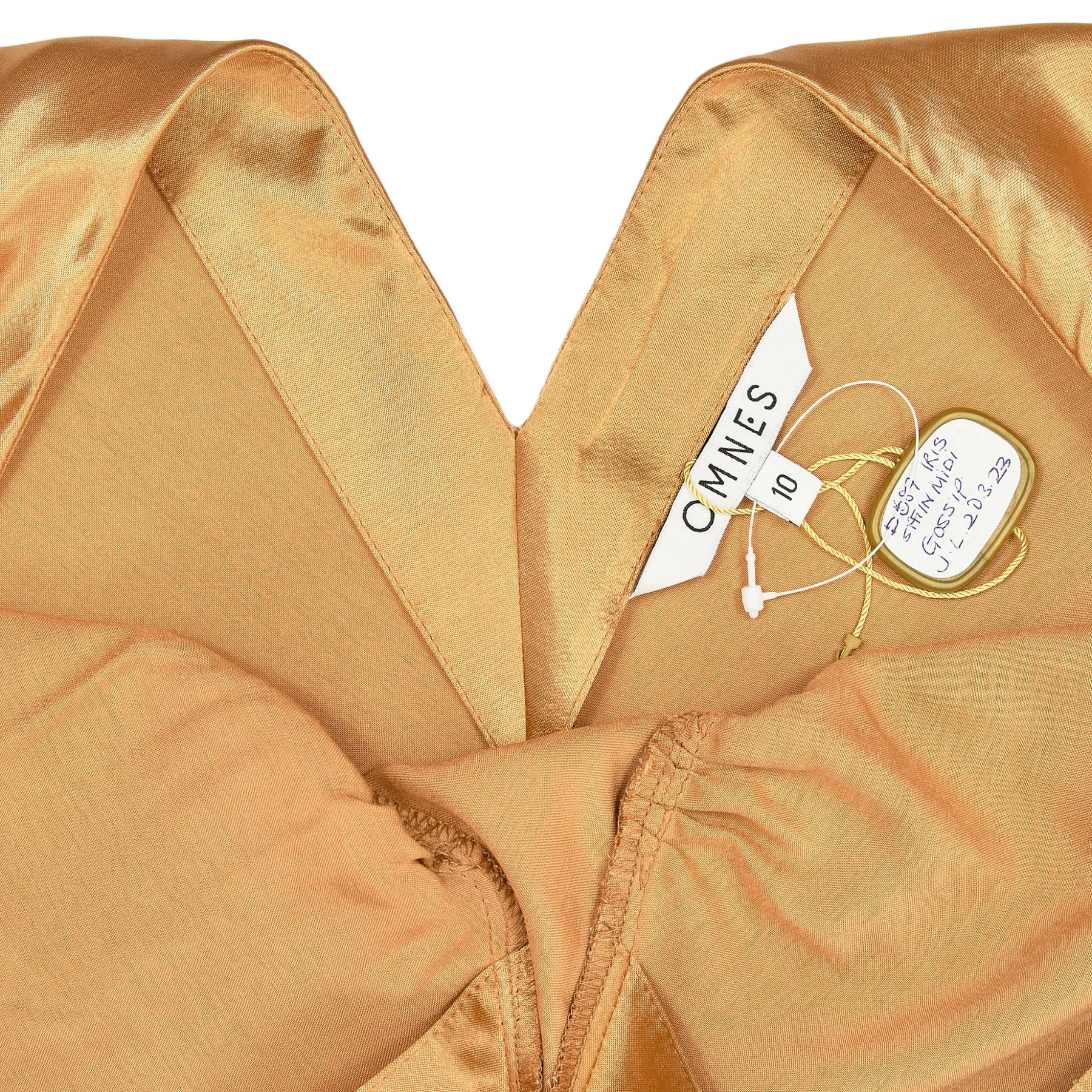OMNES Brown Satin Midi Dress