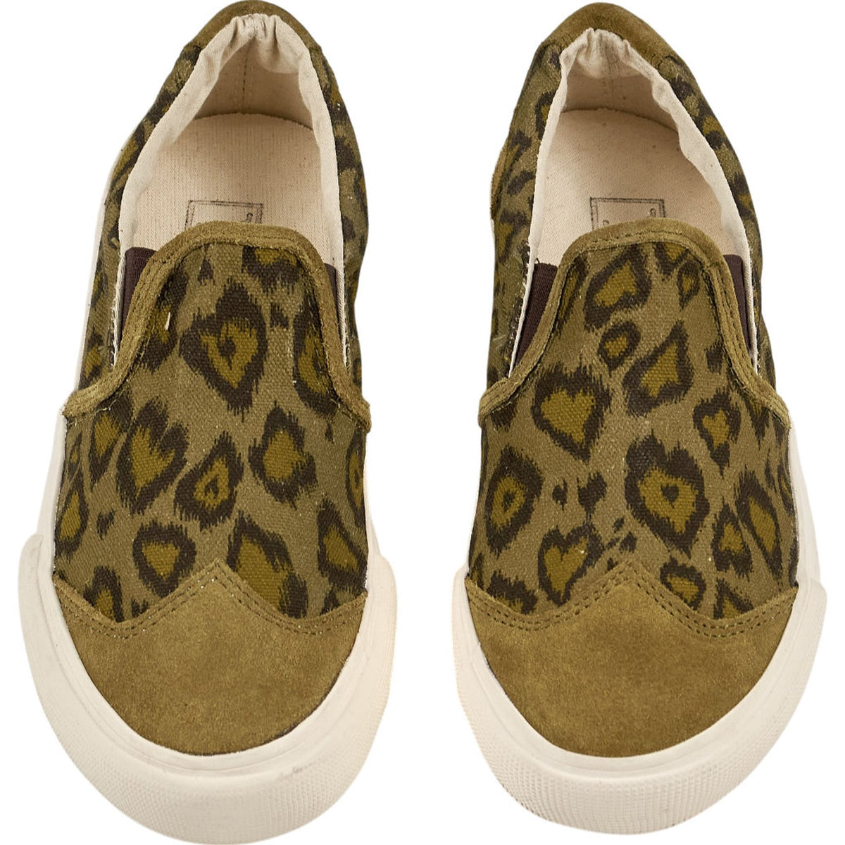 YMC Khaki Leopard Print Slip-On Trainers