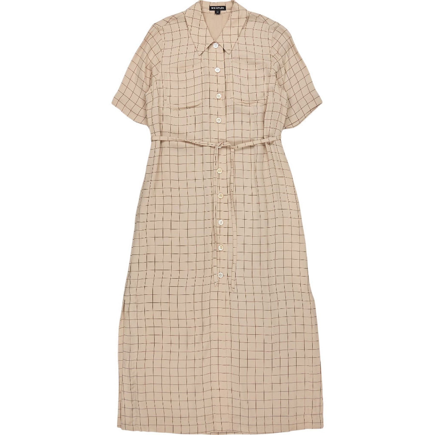 Whistles Beige Check Shirt Dress
