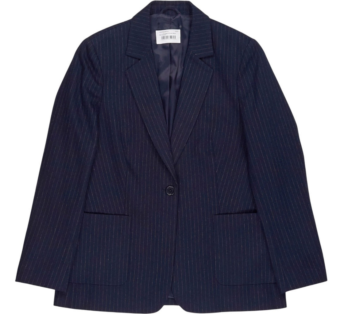Baukjen Navy Carson Wool Blend Pinstripe Blazer Jacket