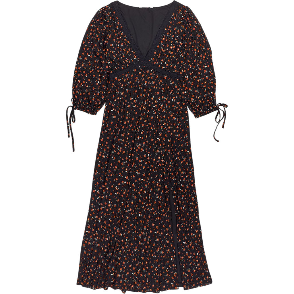 Springfield Black Floral Midi Dress