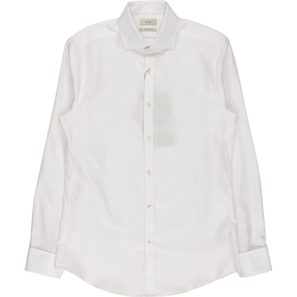 Moss White Cotton Slim Fit Shirt
