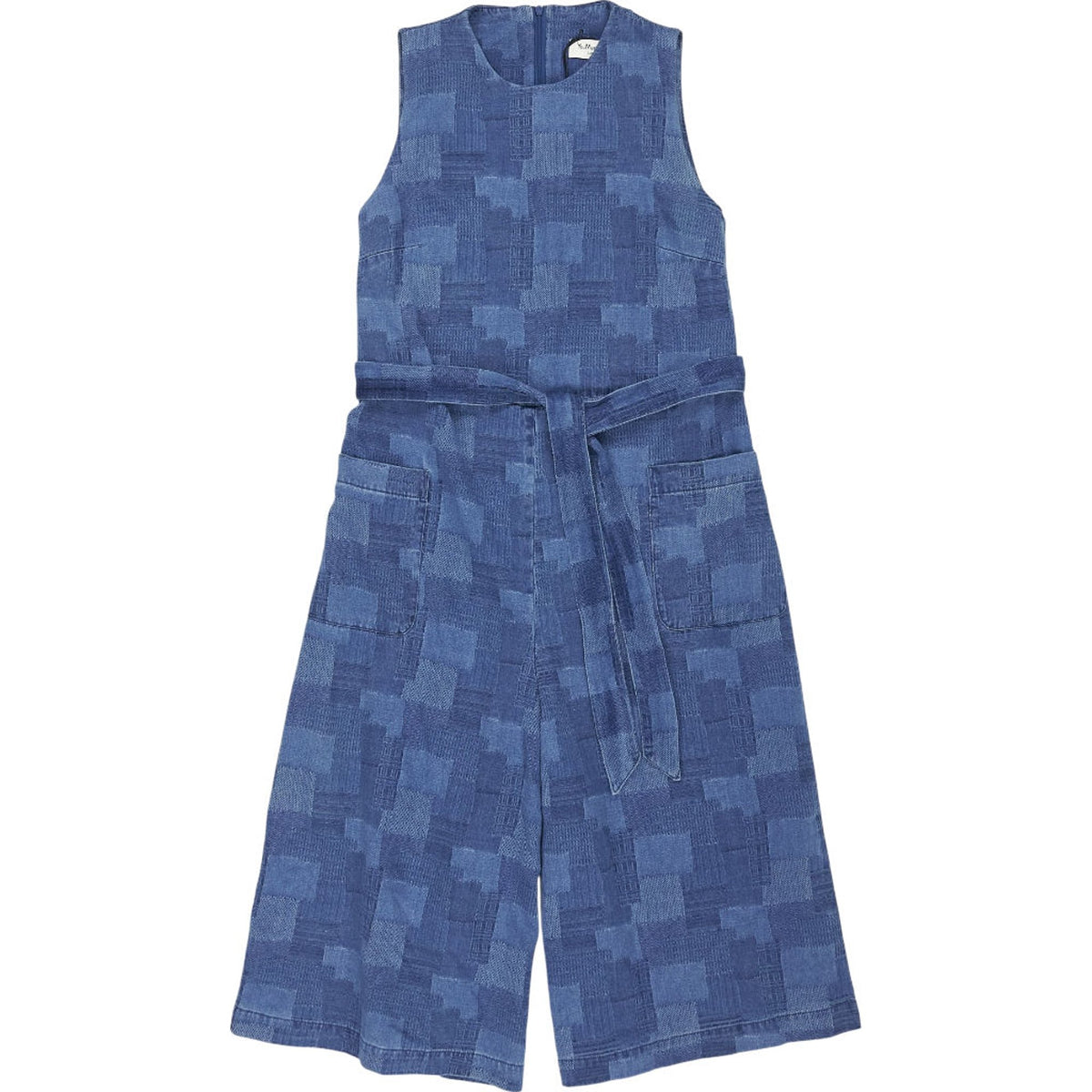 YMC Blue Patterned Cotton Jumpsuit UK 6