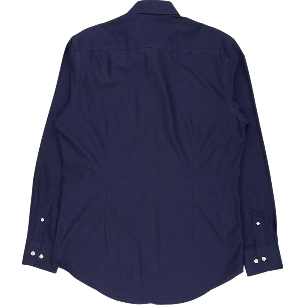 Moss Navy Tailored Fit Cotton Shirt
