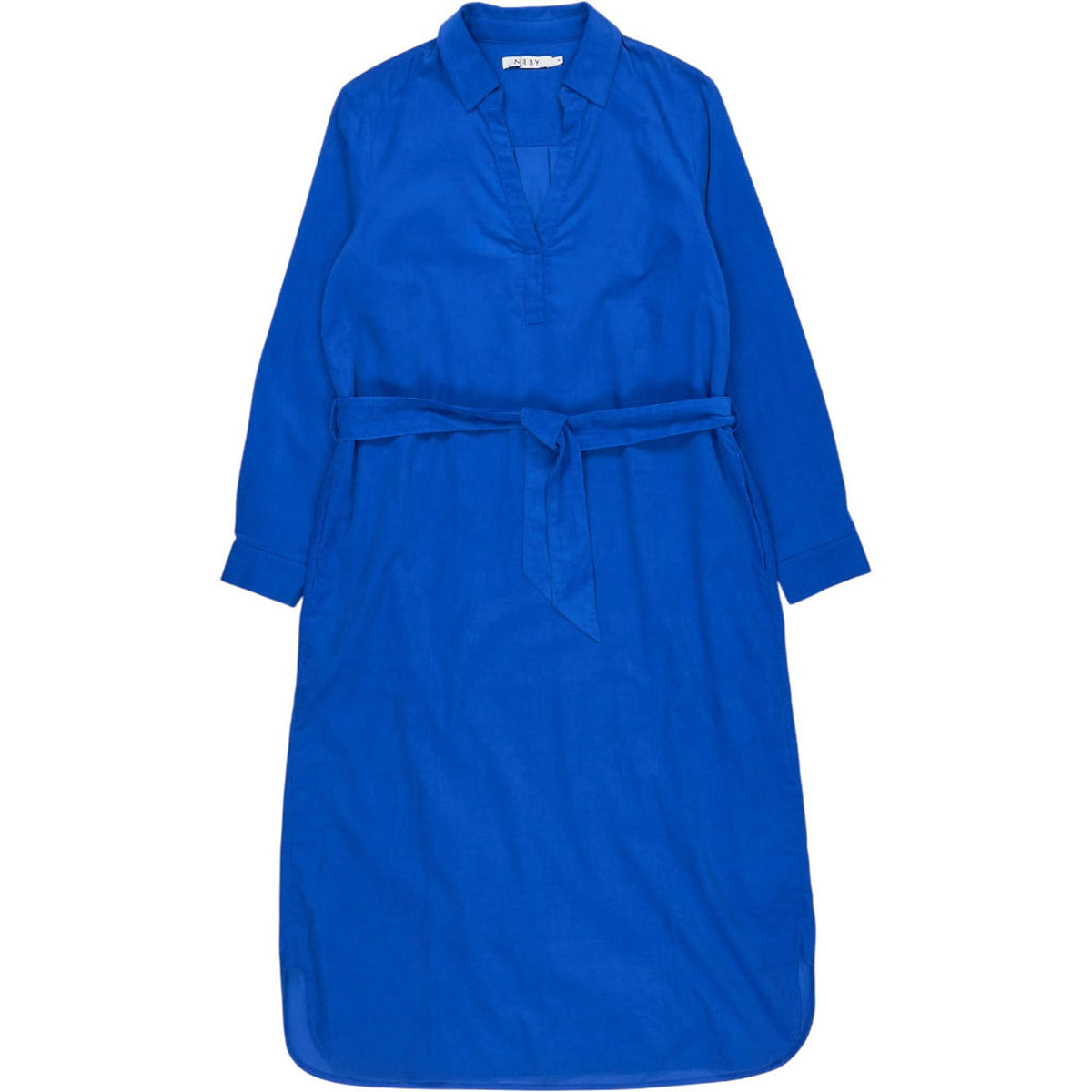 NRBY Blue Cotton Belted Shirt Dress