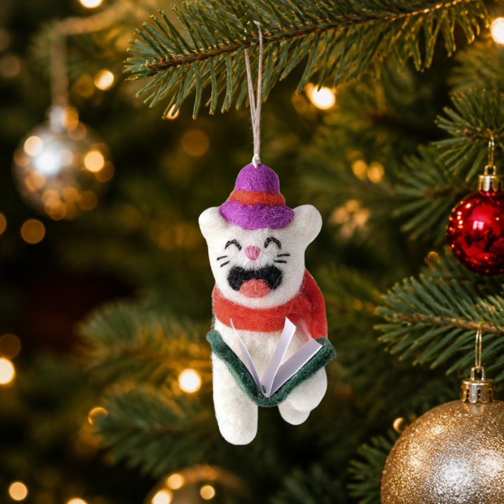 Dickens Caroling Cat Decoration