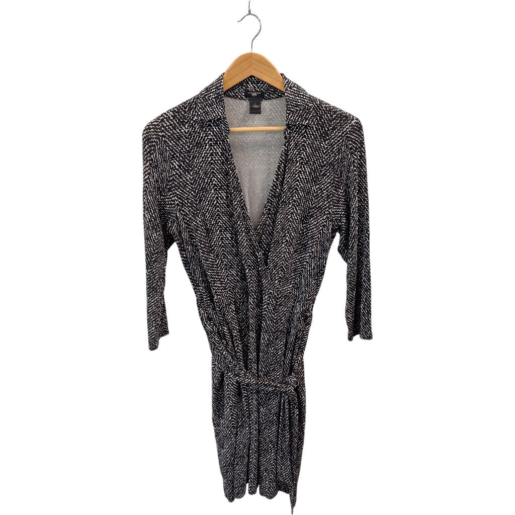 Ann Taylor Black White Wrap Dress Petite M