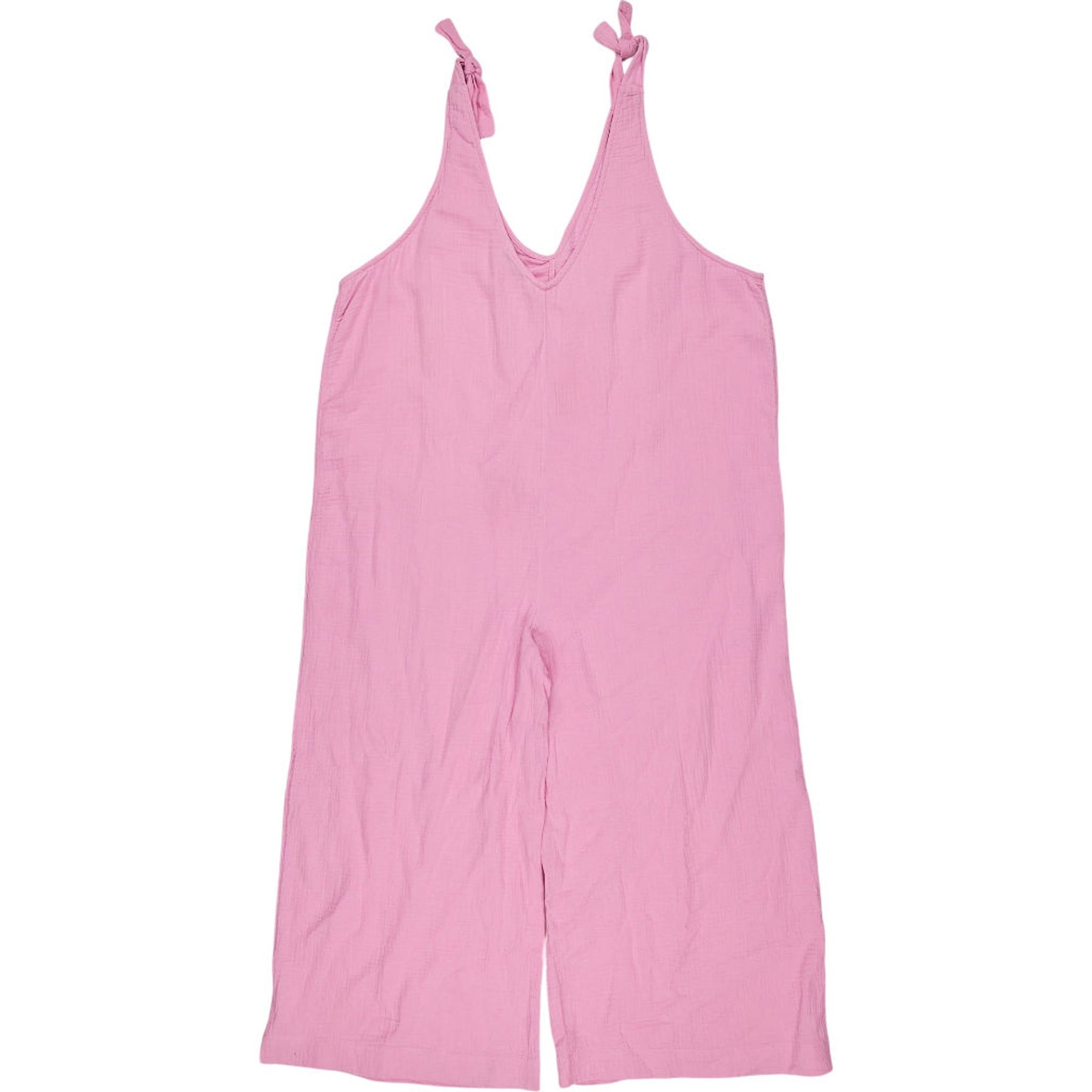 NRBY Pink Crinkle Cotton Jumpsuit