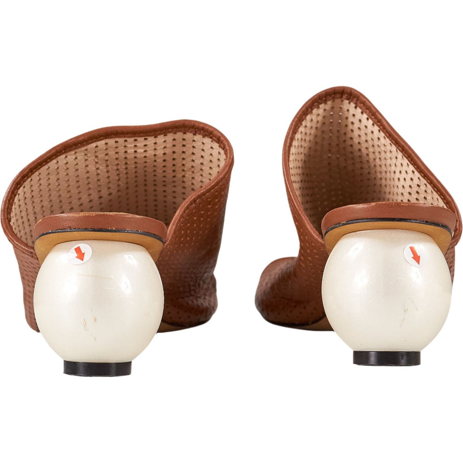 Mother of Pearl Tan Perforated Mules