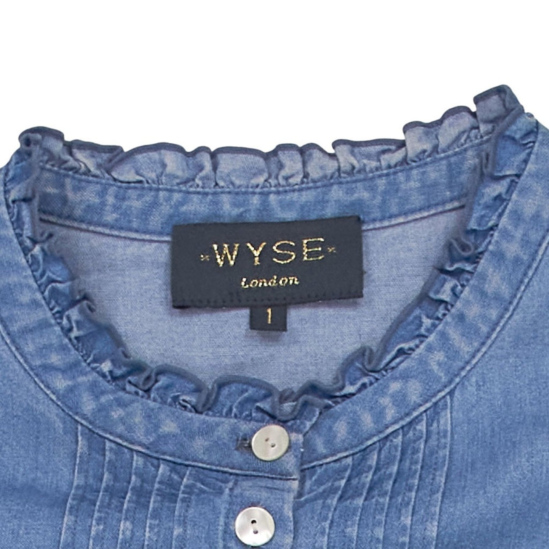 Wyse London Blue Ruffled Blouse 1