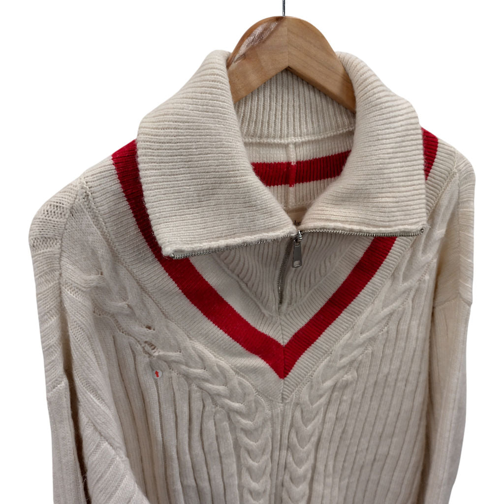 River Island Cream Zip Collar Jumper