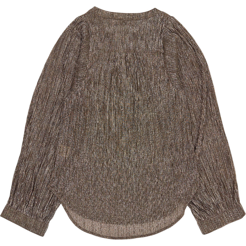 WYSE Metallic Brown Long Sleeve Blouse