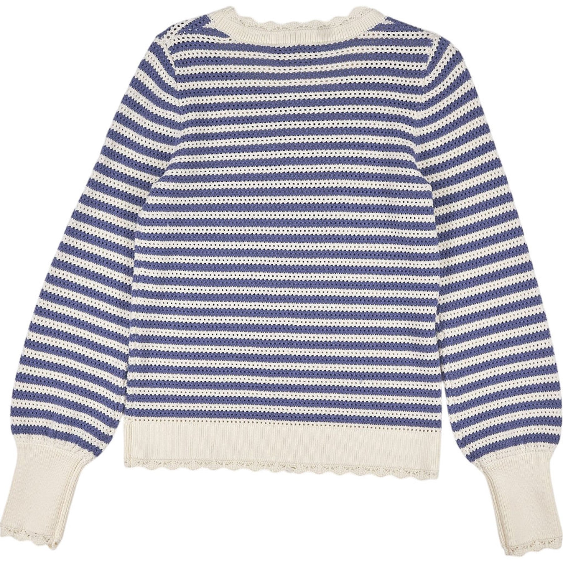 Wyse Cream and Blue Pointelle Jumper
