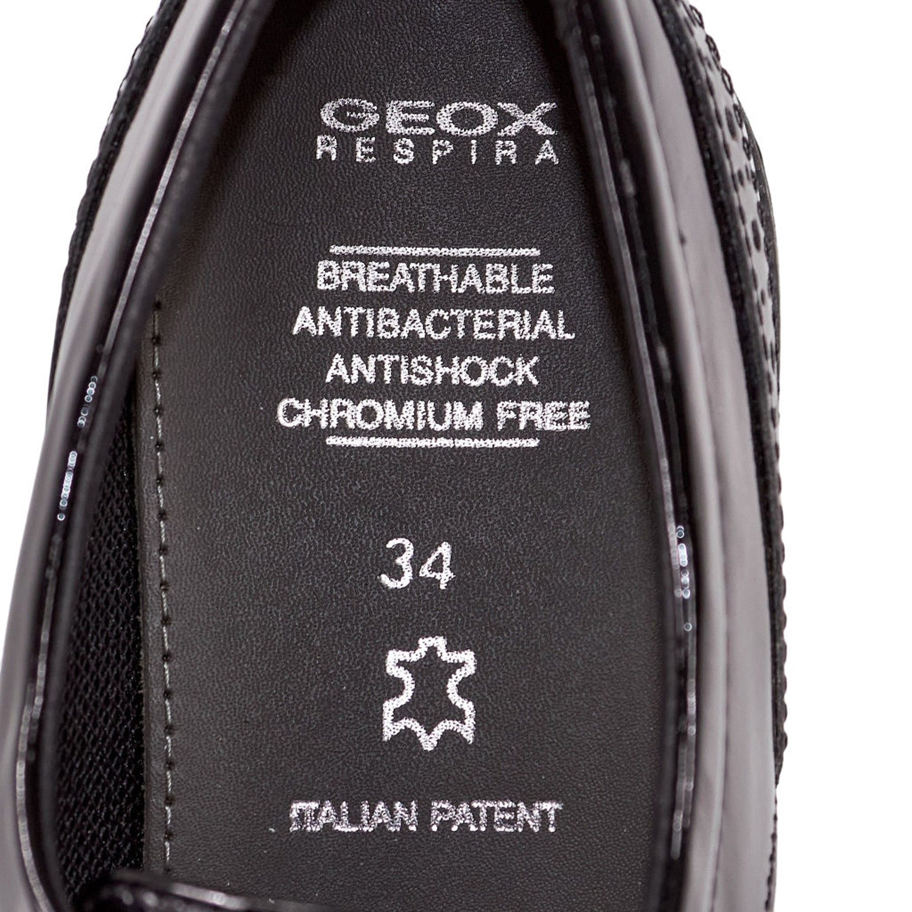 Geox Black Patent Leather Brogues