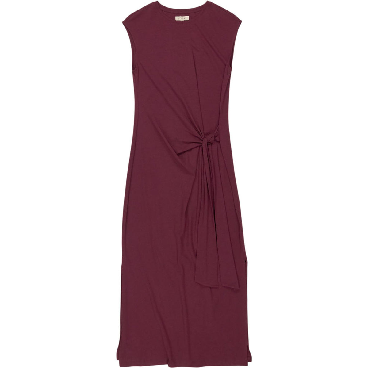 Vivere Burgundy Sleeveless Midi Dress