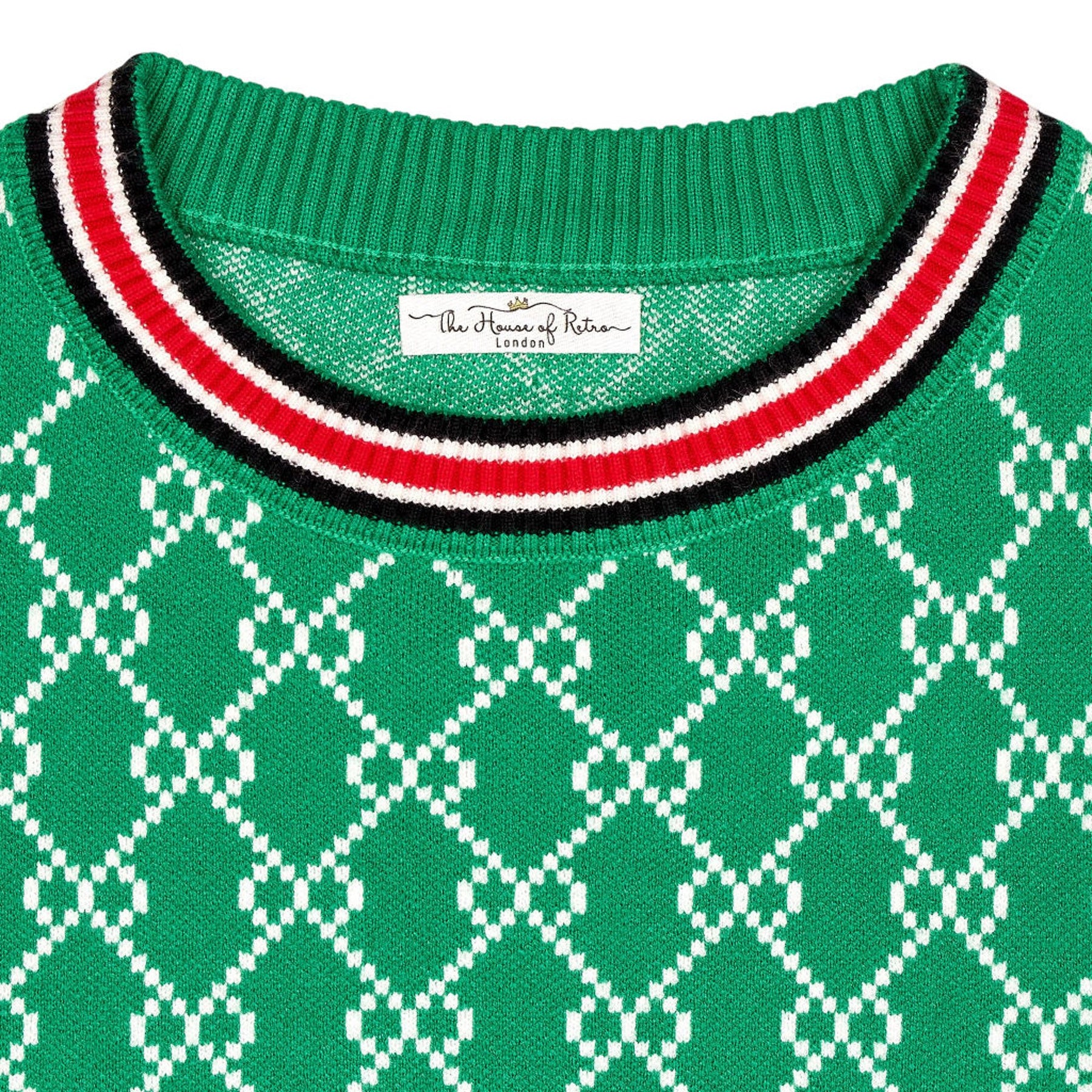 The House of Retro Green Patterned Jumper