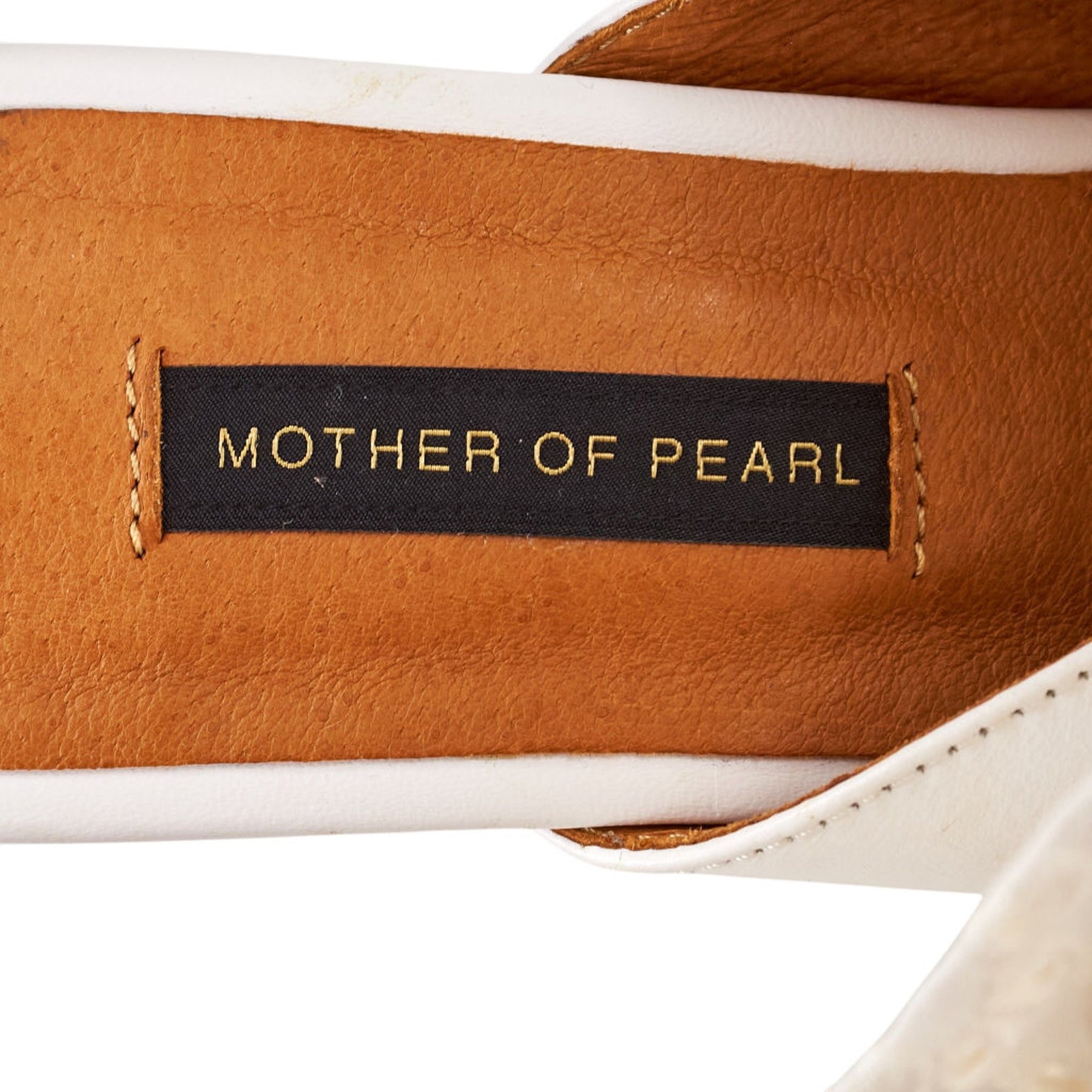 Mother of Pearl White Bow Heeled Mules