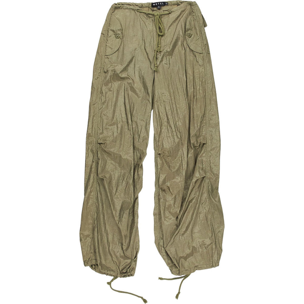 Motel Silver Green Chute Parachute Trousers