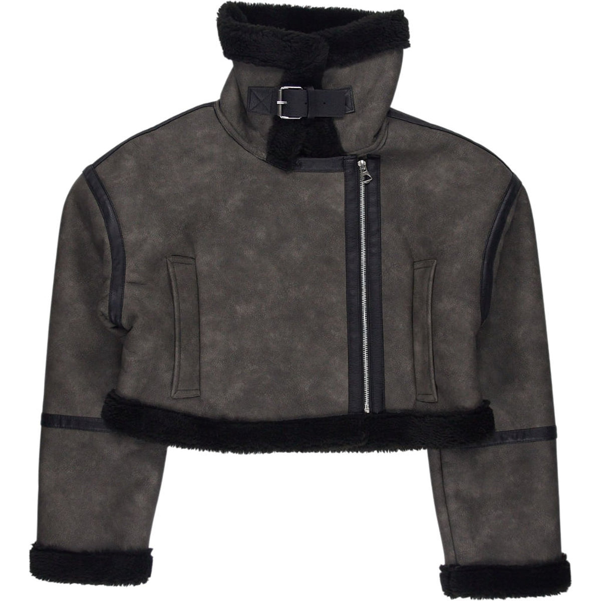 Pull & Bear Grey Faux Fur Jacket