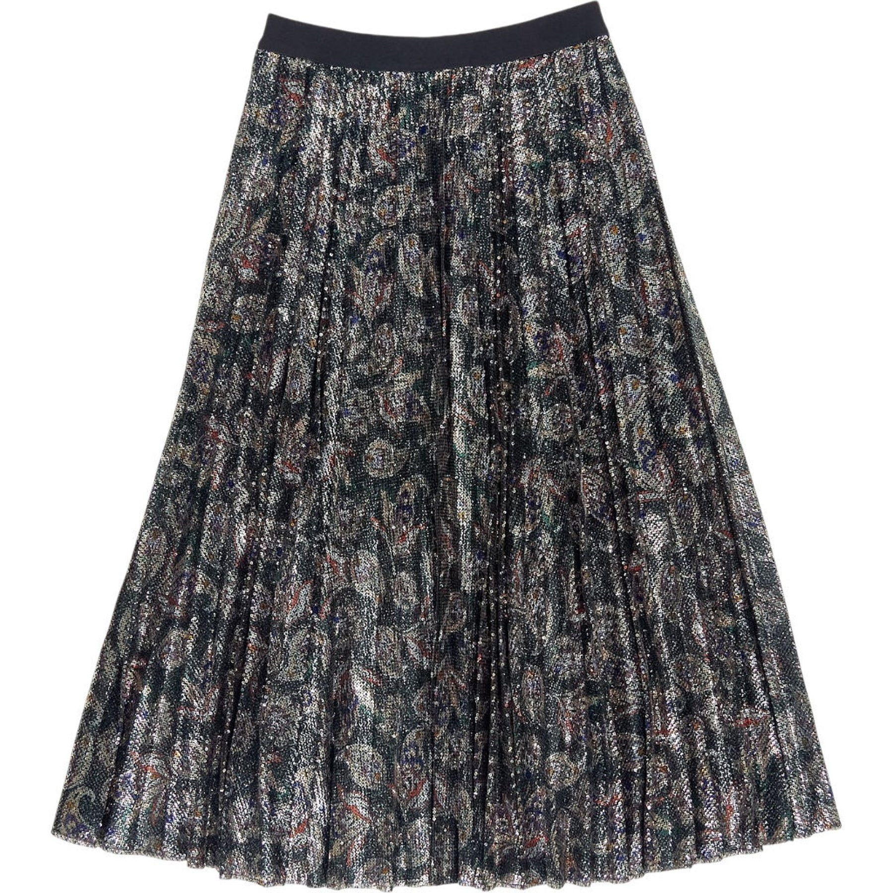 Maje Multi Sequin Pleated Skirt