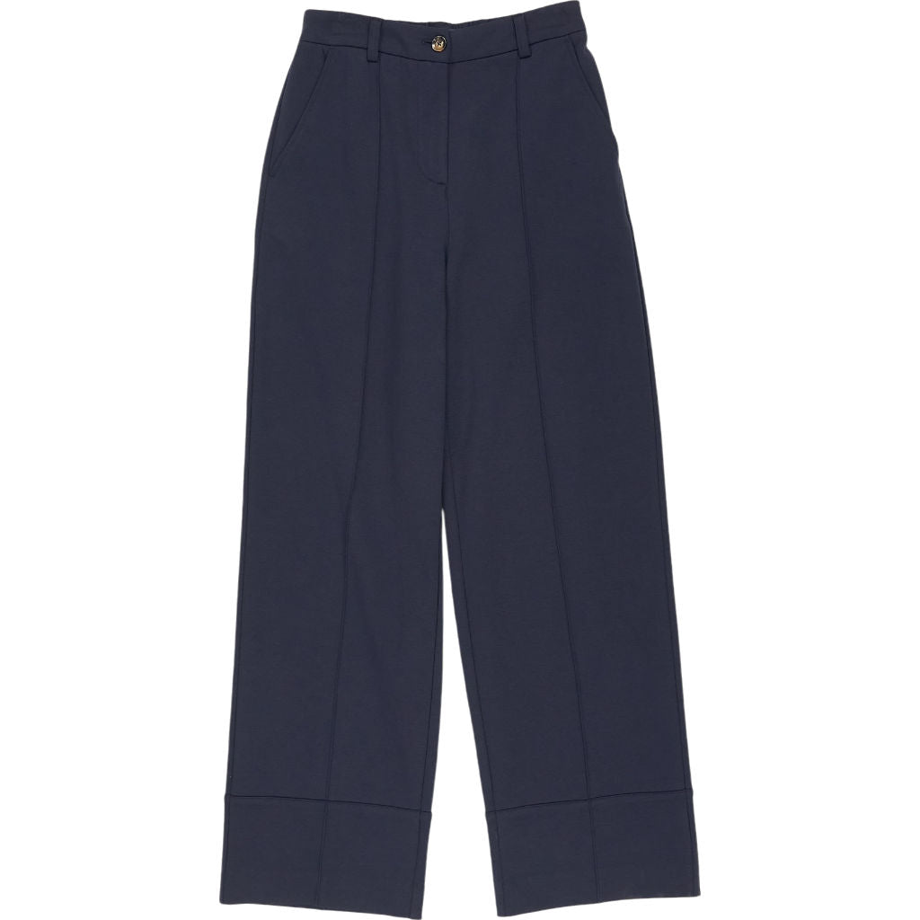 Wyse Navy Wide-Leg Trousers