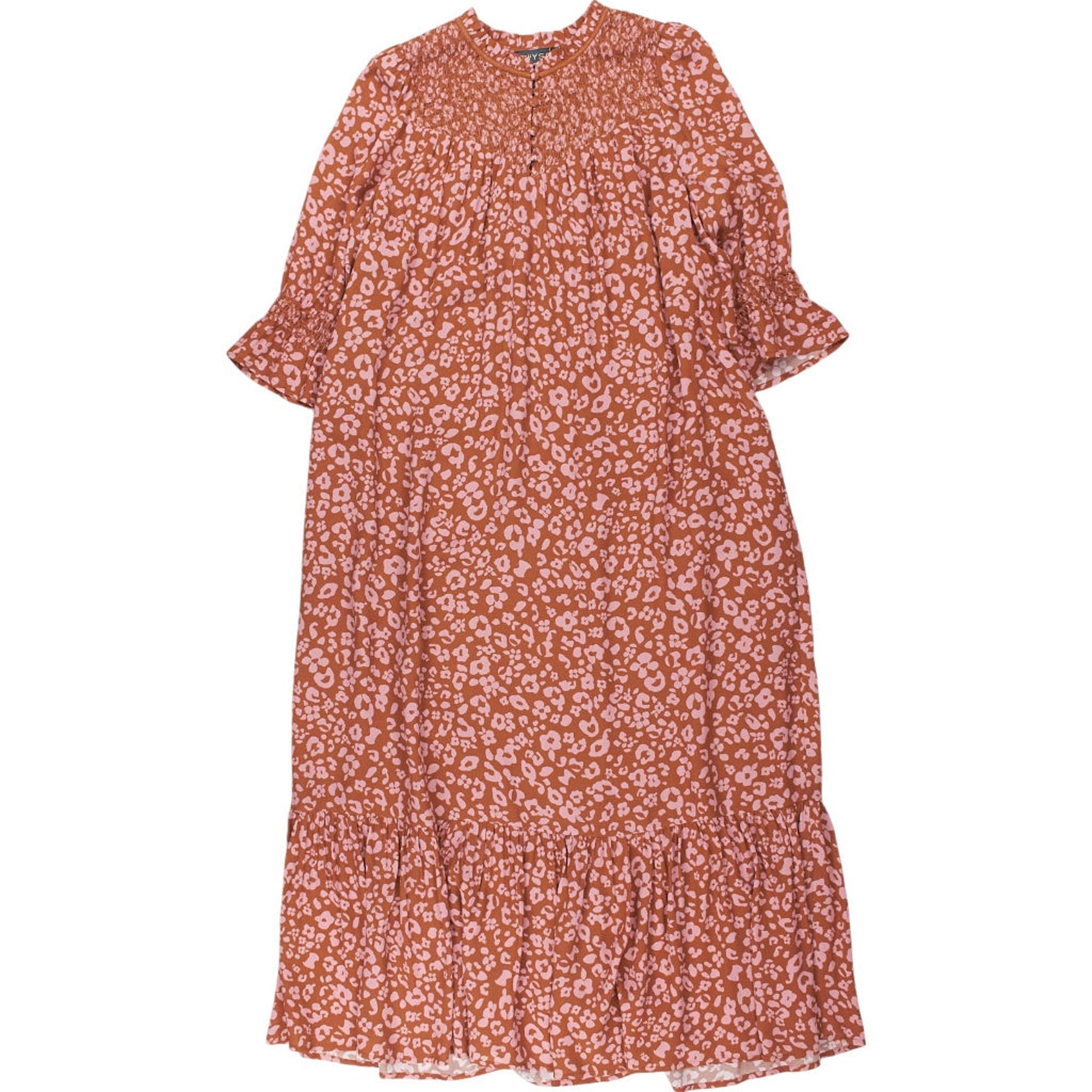 Wyse Rust Floral Midi Dress
