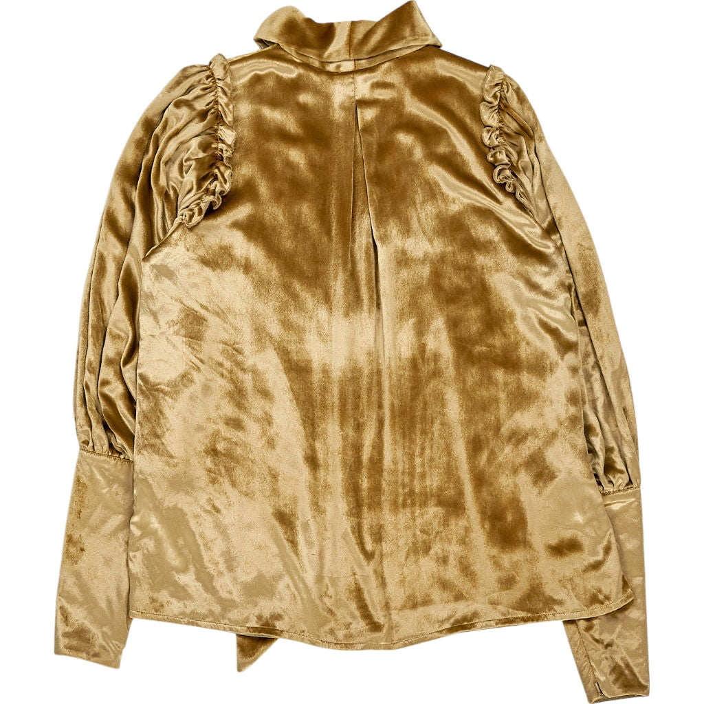 NRBY Gold Ruffle Velvet Blouse
