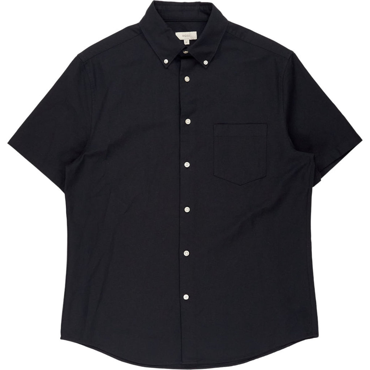 Moss Black Button-Up Short Sleeve Shirt